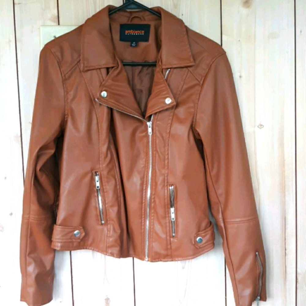Brown Faux Leather Jacket